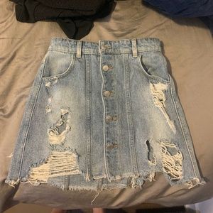 ✨ FREE PEOPLE Distressed Denim MINI Skirt ✨